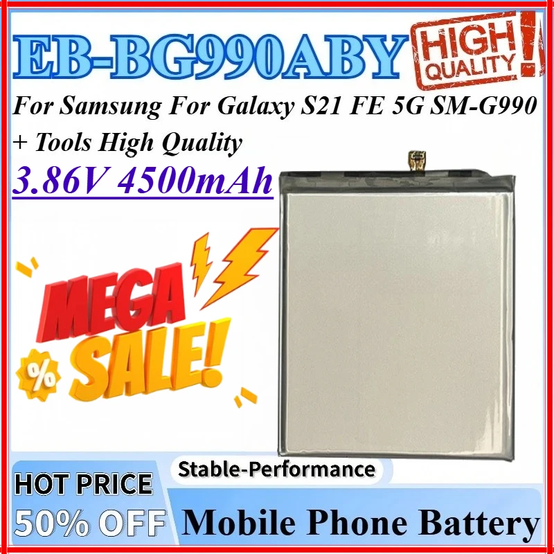 3,86 В 4500 мАч EB-BG990ABY Сменный аккумулятор для мобильного телефона для Galaxy S21 FE 5G SM-G990 для Samsung + инструменты высокого качества
3,86 В 4500 мАч EB-BG990ABY Сменный аккумулятор для мобильного телефона для Galaxy S21 FE 5G SM-G990 для Samsung + инструменты высокого качества