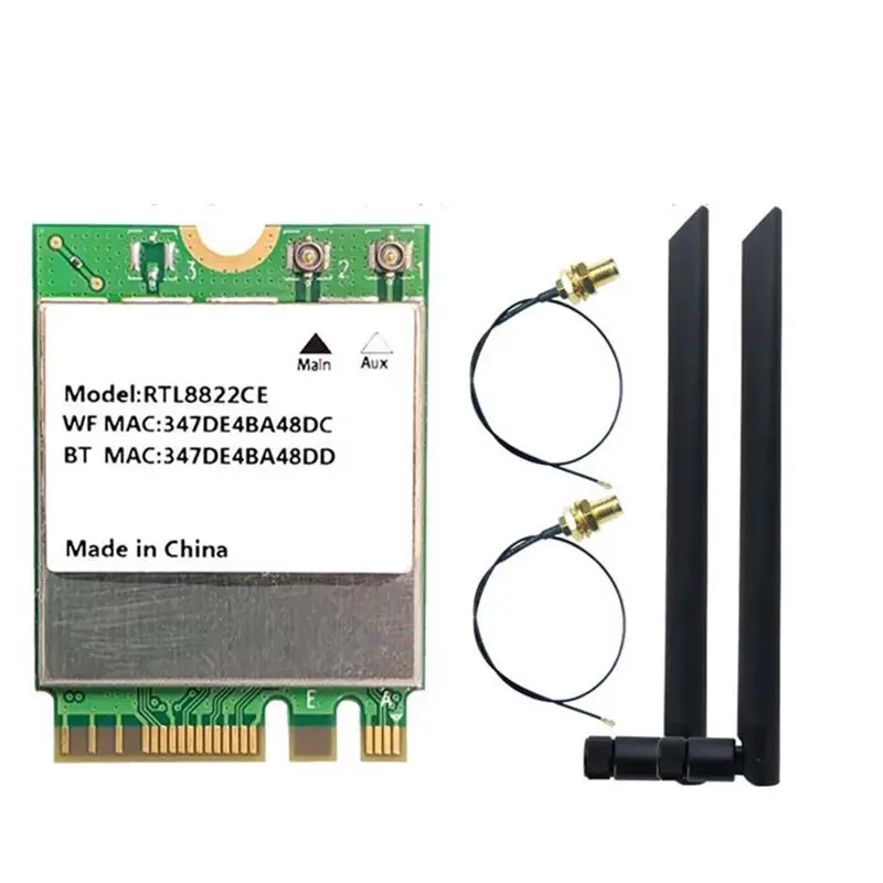ABBG-RTL8822CE Wifi Card 8DBI Antenna 1200Mbps Dual Band 2.4G/5G Bluetooth 5.1 M. 2 Interface For Windows 10/11
ABBG-RTL8822CE Wifi Card 8DBI Antenna 1200Mbps Dual Band 2.4G/5G Bluetooth 5.1 M. 2 Interface For Windows 10/11