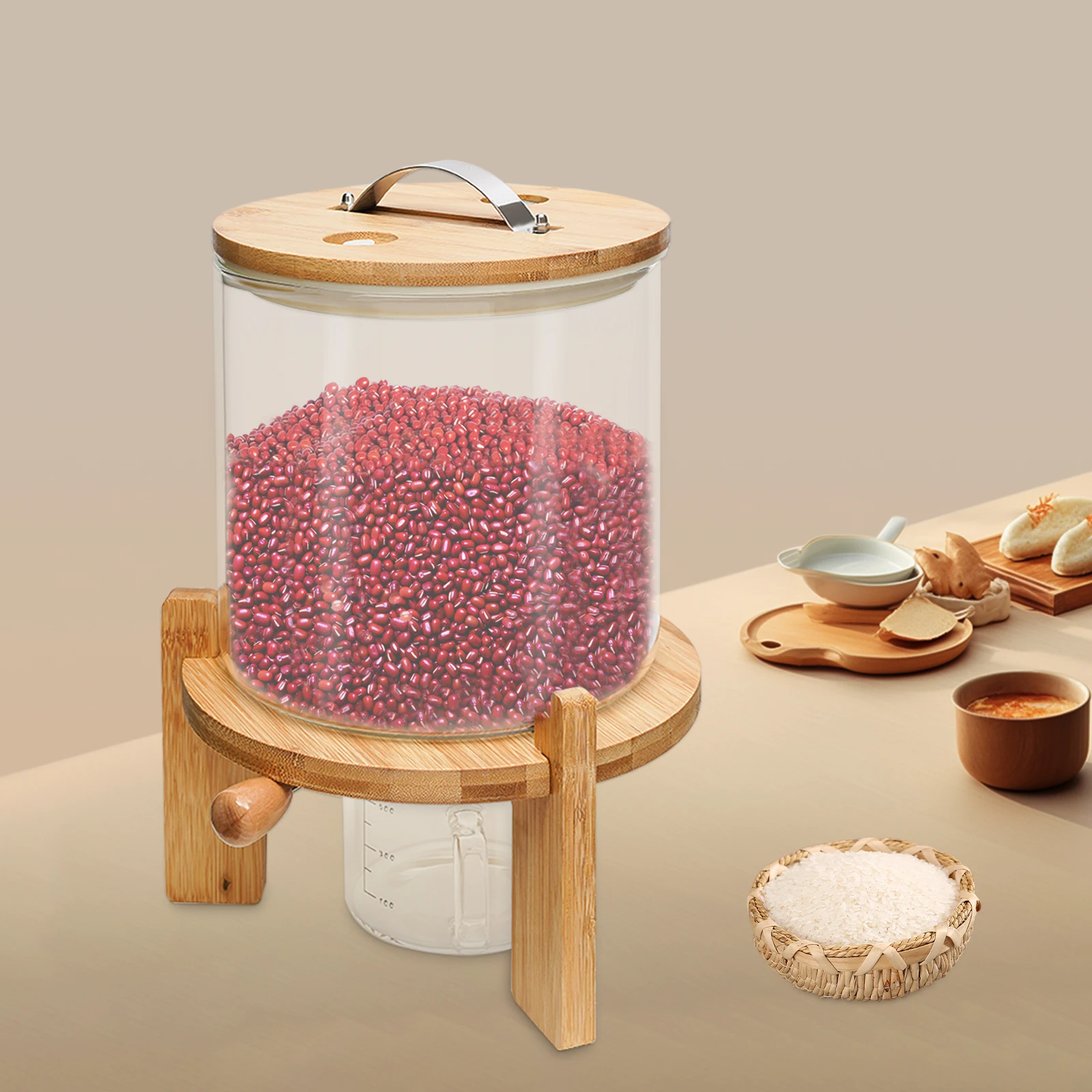 Rice/Grain Dry Food Glass Container, Beans Storage Glass Tank With Valve,Home Flour Cereal Container with Bamboo Stand
Rice/Grain Dry Food Glass Container, Beans Storage Glass Tank With Valve,Home Flour Cereal Container with Bamboo Stand