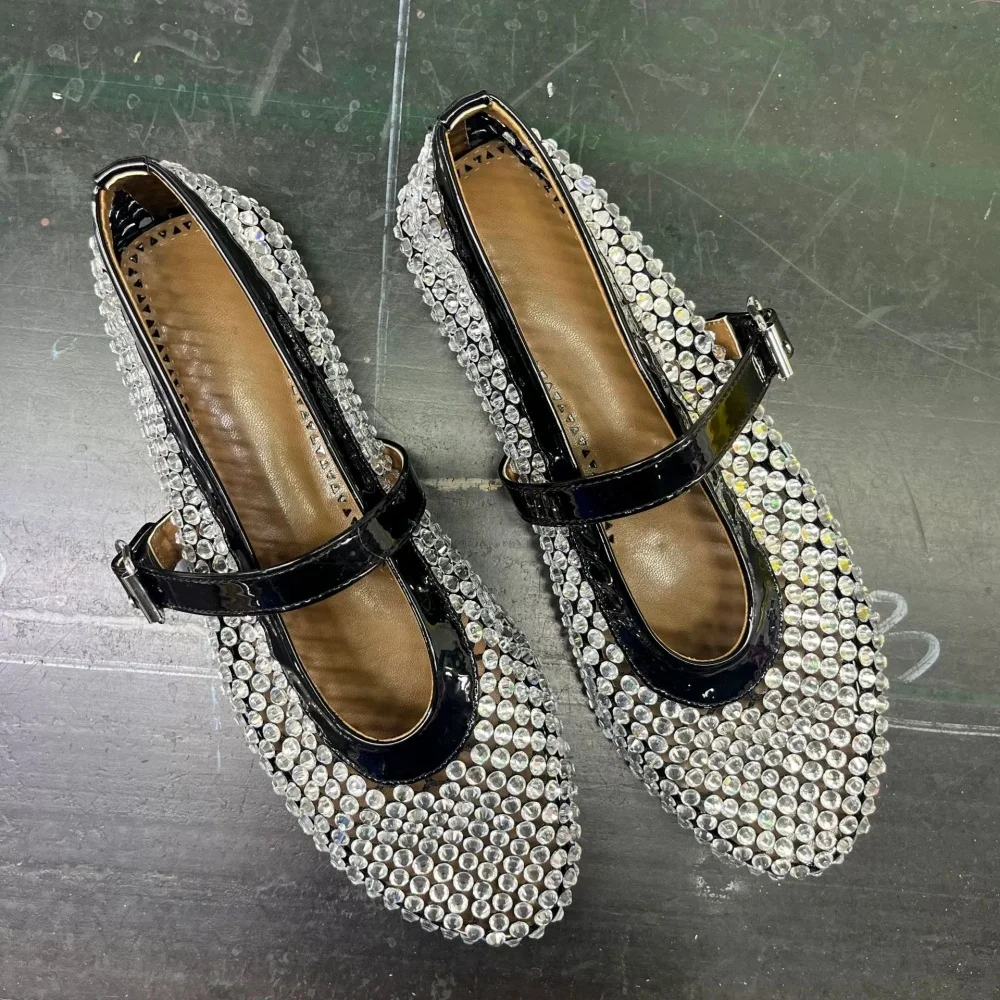 Mesh Rhinestone Straight Strap Shallow Flats Women Sandals Round Toe Mary Jane Flat Sole Single Shoes Ballet Shoe for Lady Girls
Mesh Rhinestone Straight Strap Shallow Flats Women Sandals Round Toe Mary Jane Flat Sole Single Shoes Ballet Shoe for Lady Girls