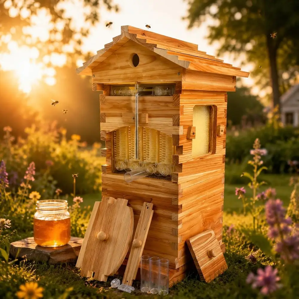 low Hive hive Starter Kit with 4 es Observation Window Sel Harvesting Complete Wooden ey Hive Kit or Backyard keng Natural Wood
low Hive hive Starter Kit with 4 es Observation Window Sel Harvesting Complete Wooden ey Hive Kit or Backyard keng Natural Wood
