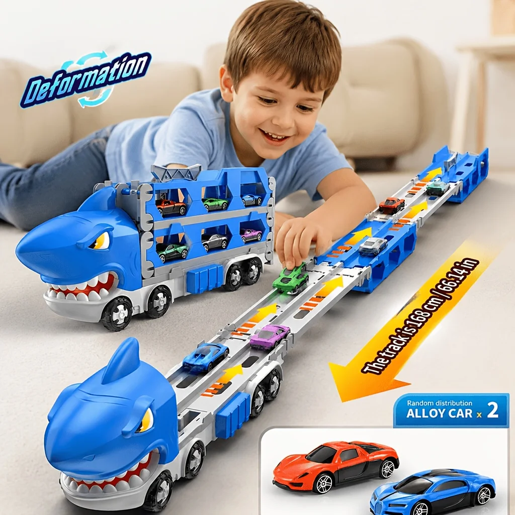Shark Deformation Car Truck Toy, 168cm Track 2 Alloy Cars, Double Ejection Portable Storage, Boys Racing Toy Birthday Gift
Shark Deformation Car Truck Toy, 168cm Track 2 Alloy Cars, Double Ejection Portable Storage, Boys Racing Toy Birthday Gift