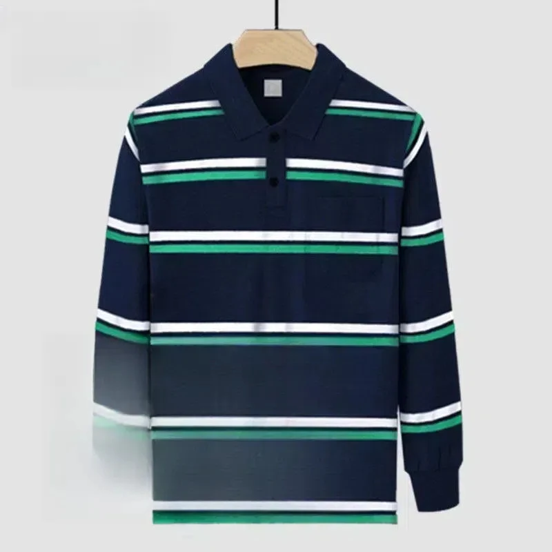 Мужская одежда, весенне-осенняя футболка с отложным воротником и длинными рукавами, в полоску, на пуговицах, контрастных цветов, формальные повседневные Модные топы
Мужская одежда, весенне-осенняя футболка с отложным воротником и длинными рукавами, в полоску, на пуговицах, контрастных цветов, формальные повседневные Модные топы