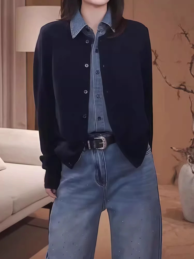 New Color Block Long Sleeve Denim Shirt Spring Women's Design Sense Splicing Top Button up Casual Loose Fit Fashionable
New Color Block Long Sleeve Denim Shirt Spring Women's Design Sense Splicing Top Button up Casual Loose Fit Fashionable
