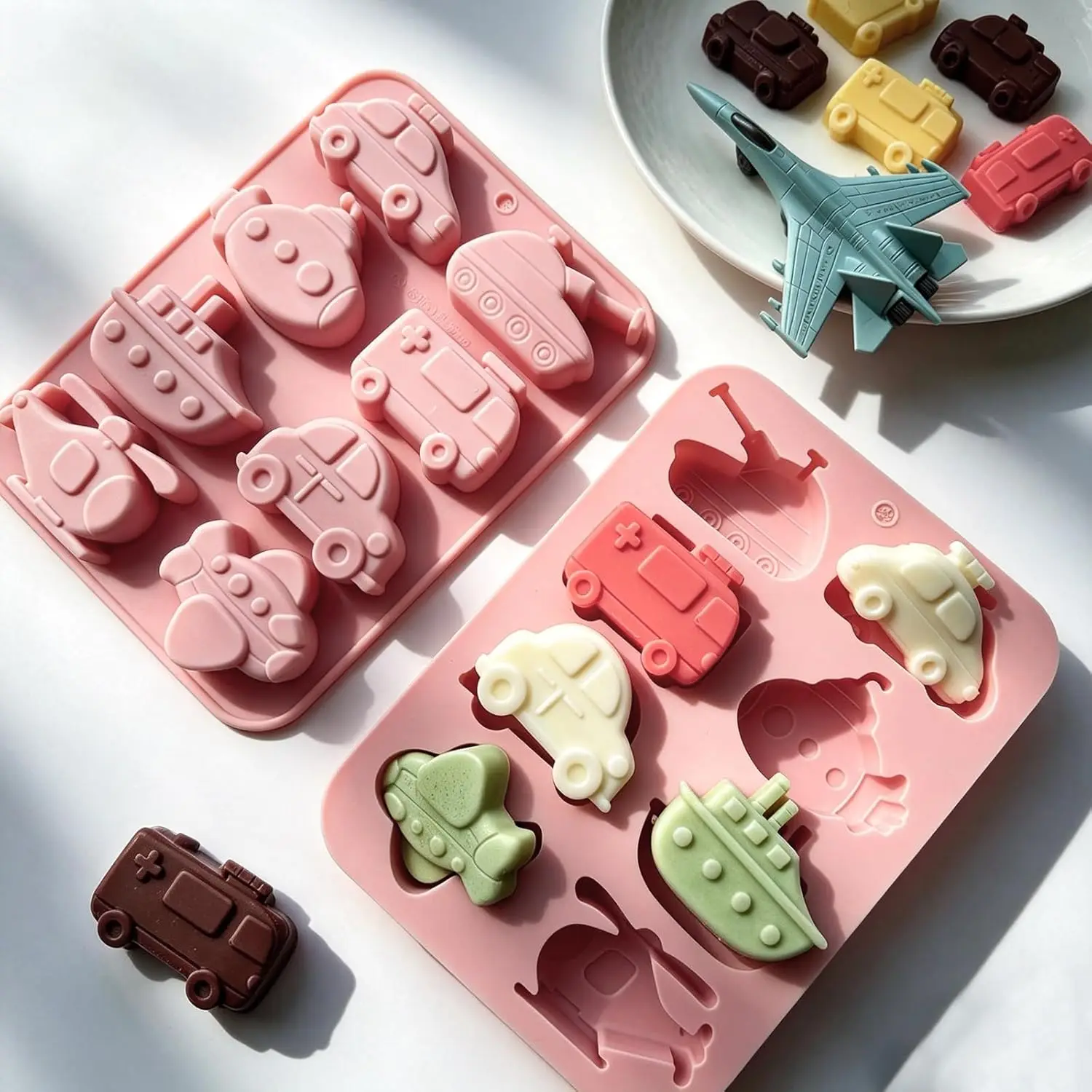 Car Chocolate Molds Cute Silicone Candy Molds with Tank Plane Multi-Purpose for Chocolate, Jelly, Soap,Ice Cube Candle Making
Car Chocolate Molds Cute Silicone Candy Molds with Tank Plane Multi-Purpose for Chocolate, Jelly, Soap,Ice Cube Candle Making