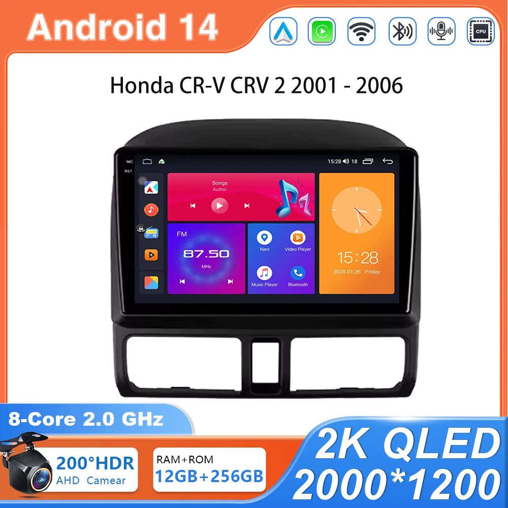 Автомобильное радио Android 14 Carplay для Honda CR-V CRV 2 2001 2002 2003-2006, мультимедийное GPS-авторадио 4G 2 DIN DVD WIFI DSP
Автомобильное радио Android 14 Carplay для Honda CR-V CRV 2 2001 2002 2003-2006, мультимедийное GPS-авторадио 4G 2 DIN DVD WIFI DSP