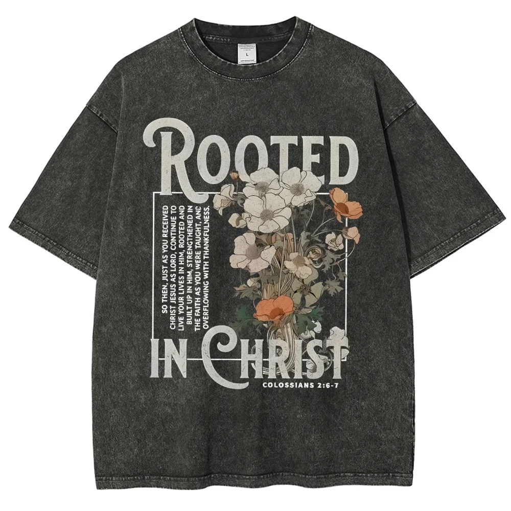 Floral Bible Verse Print T Shirt Oversized Vintage Washed Round Neck Summer Casual Breathable Streetwear Fashion Top for Unisex
Floral Bible Verse Print T Shirt Oversized Vintage Washed Round Neck Summer Casual Breathable Streetwear Fashion Top for Unisex