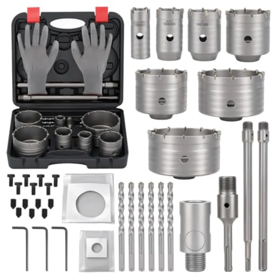 Professional 39PCS Concrete Hole Saw Kit with SDS Plus and Max Shank 30/40/50/65/80/100/110mm Masonry Hole Cutter Set for Concr
Professional 39PCS Concrete Hole Saw Kit with SDS Plus and Max Shank 30/40/50/65/80/100/110mm Masonry Hole Cutter Set for Concr