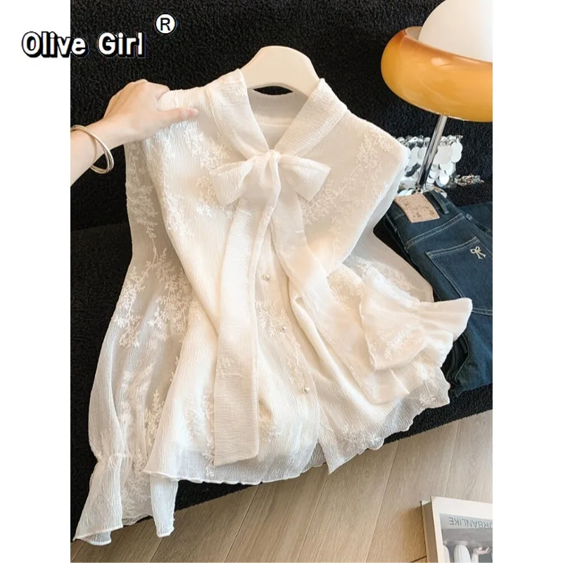 Olivegirl Bow Tie Lace Long Sleeved Shirt Women's Blouse 2026 Elegant High-end Versatile Top Work Party Evening
Olivegirl Bow Tie Lace Long Sleeved Shirt Women's Blouse 2026 Elegant High-end Versatile Top Work Party Evening