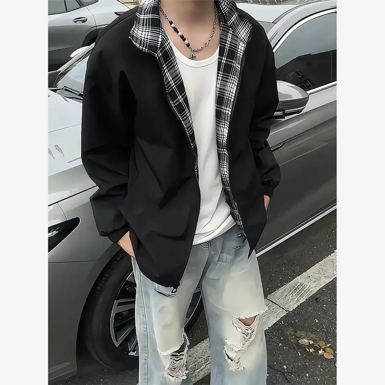 Bla Plaid ort Jaet Men's Spring Autumn High Sensation Stand Collar Workwear American Sle Couple's Baseball orm
Bla Plaid ort Jaet Men's Spring Autumn High Sensation Stand Collar Workwear American Sle Couple's Baseball orm