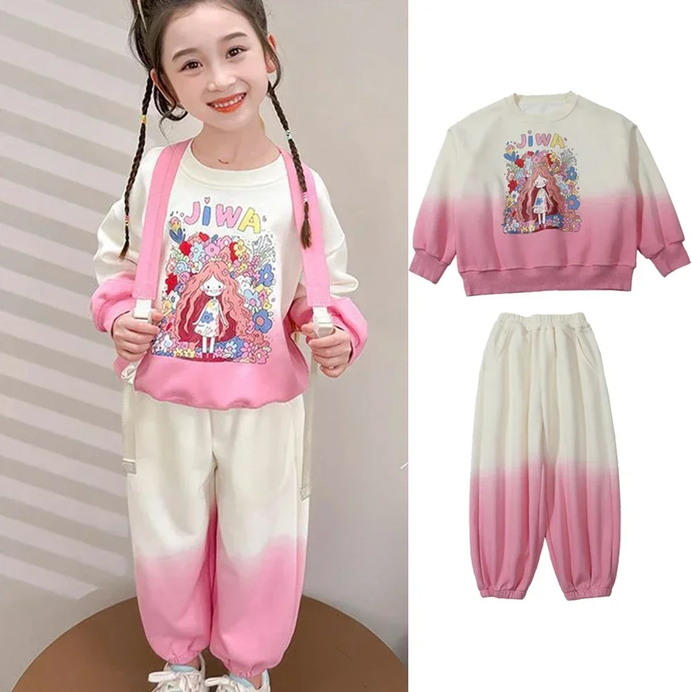 Комплекты одежды для маленьких девочек, детский свитшот + штаны, костюм из 2 предметов, костюм с героями мультфильмов для малышей, весна-осень 2024, детская модная одежда 
Комплекты одежды для маленьких девочек, детский свитшот + штаны, костюм из 2 предметов, костюм с героями мультфильмов для малышей, весна-осень 2024, детская модная одежда