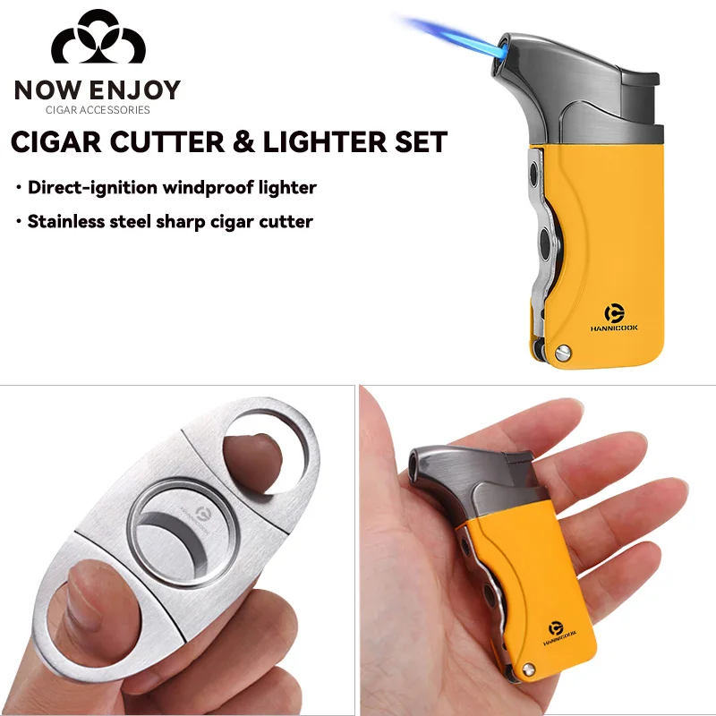 Luxurious cigar cutter lighter set Metal material Windproof lighter Stainless steel blade Cigar cutter Men's gift
Luxurious cigar cutter lighter set Metal material Windproof lighter Stainless steel blade Cigar cutter Men's gift