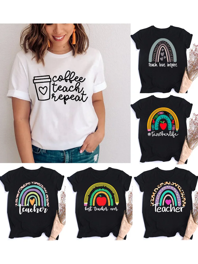 Teacher life Print Women Teacher coffee Slogan T-shirt Gift Aesthetic Vintage Tops Female Casual Tees Clothes Ropa De Mujer
Teacher life Print Women Teacher coffee Slogan T-shirt Gift Aesthetic Vintage Tops Female Casual Tees Clothes Ropa De Mujer