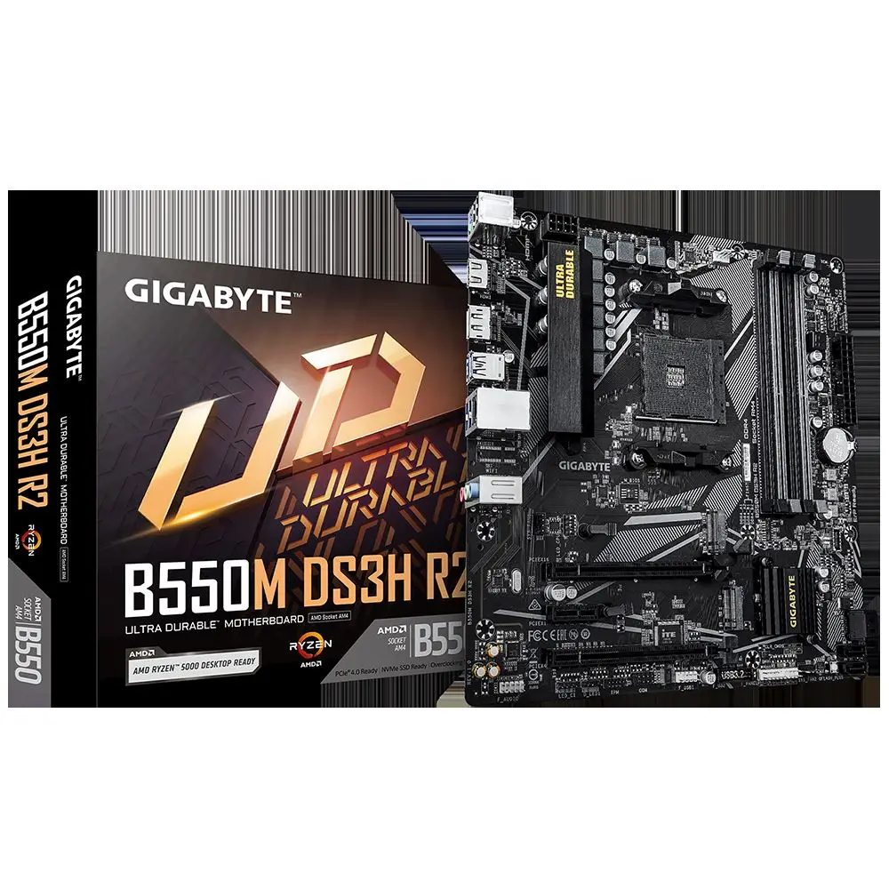 GIGABYTE Original B550M DS3H R2 Micro ATX Motherboard AM4 DDR4 SATA 6Gb/s 1 PCIe 4.0 X16 for Desktop Computer Double Memory New
GIGABYTE Original B550M DS3H R2 Micro ATX Motherboard AM4 DDR4 SATA 6Gb/s 1 PCIe 4.0 X16 for Desktop Computer Double Memory New