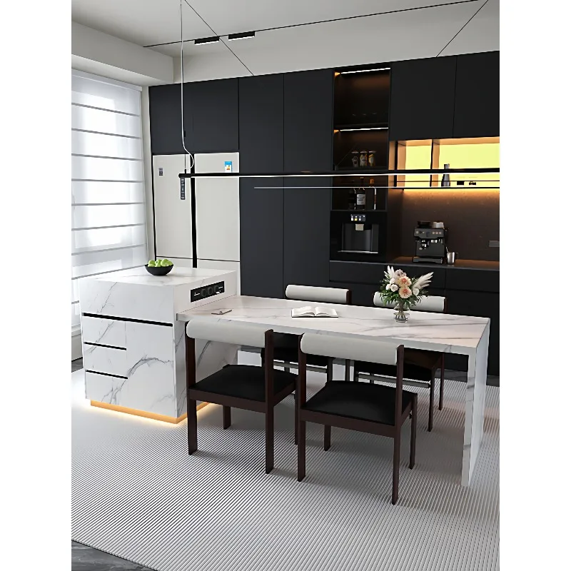 Italian light luxury rock slab island dining table integrated multi-functional kitchen living room dining room Italian style
Italian light luxury rock slab island dining table integrated multi-functional kitchen living room dining room Italian style