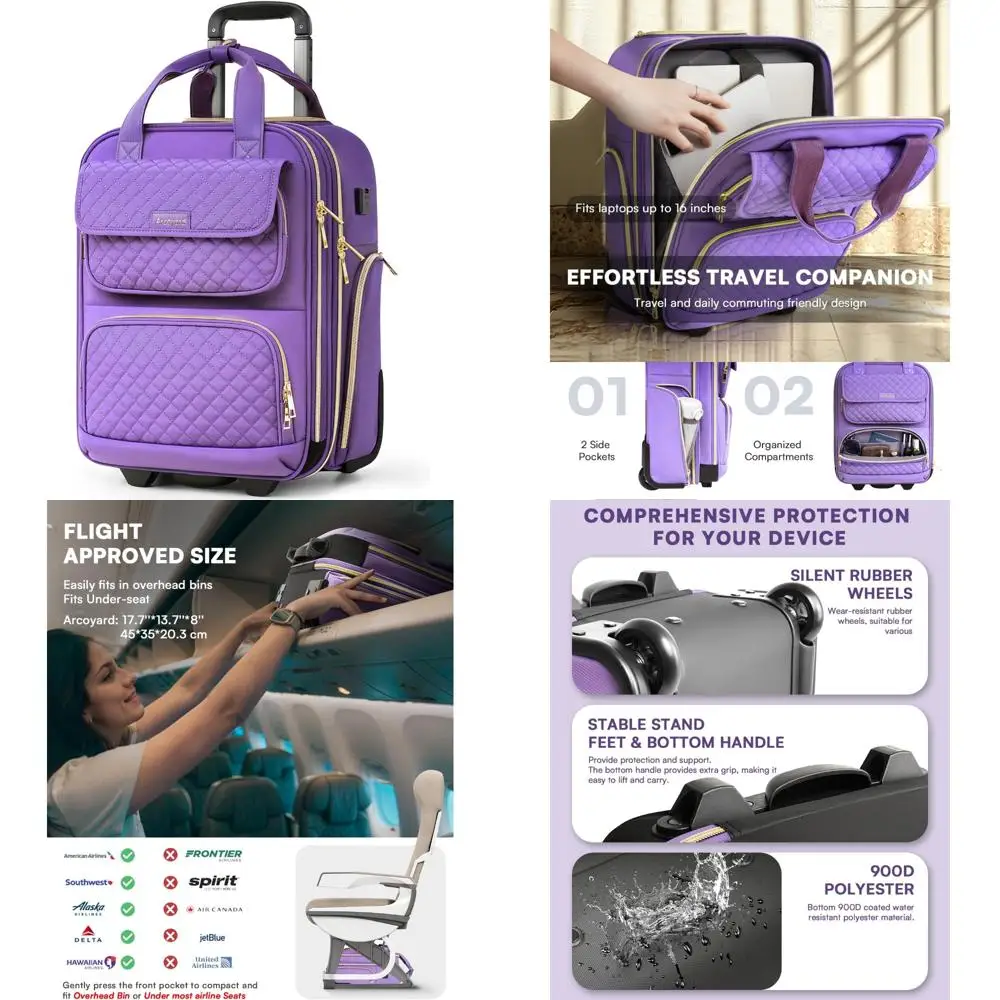 Multi-Functional 17-Inch Lightweight Rolling Underseat Carry-On Luggage with Wheels, Airline Approved Personal Item Bag for Trav
Multi-Functional 17-Inch Lightweight Rolling Underseat Carry-On Luggage with Wheels, Airline Approved Personal Item Bag for Trav