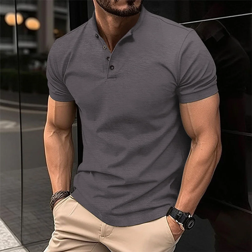 Trend Fashion Men Clothing Polo Shirts Summer New Stand Collar Solid Button Smart Casual All-match Short Sleeve Slim T-shirt Top
Trend Fashion Men Clothing Polo Shirts Summer New Stand Collar Solid Button Smart Casual All-match Short Sleeve Slim T-shirt Top