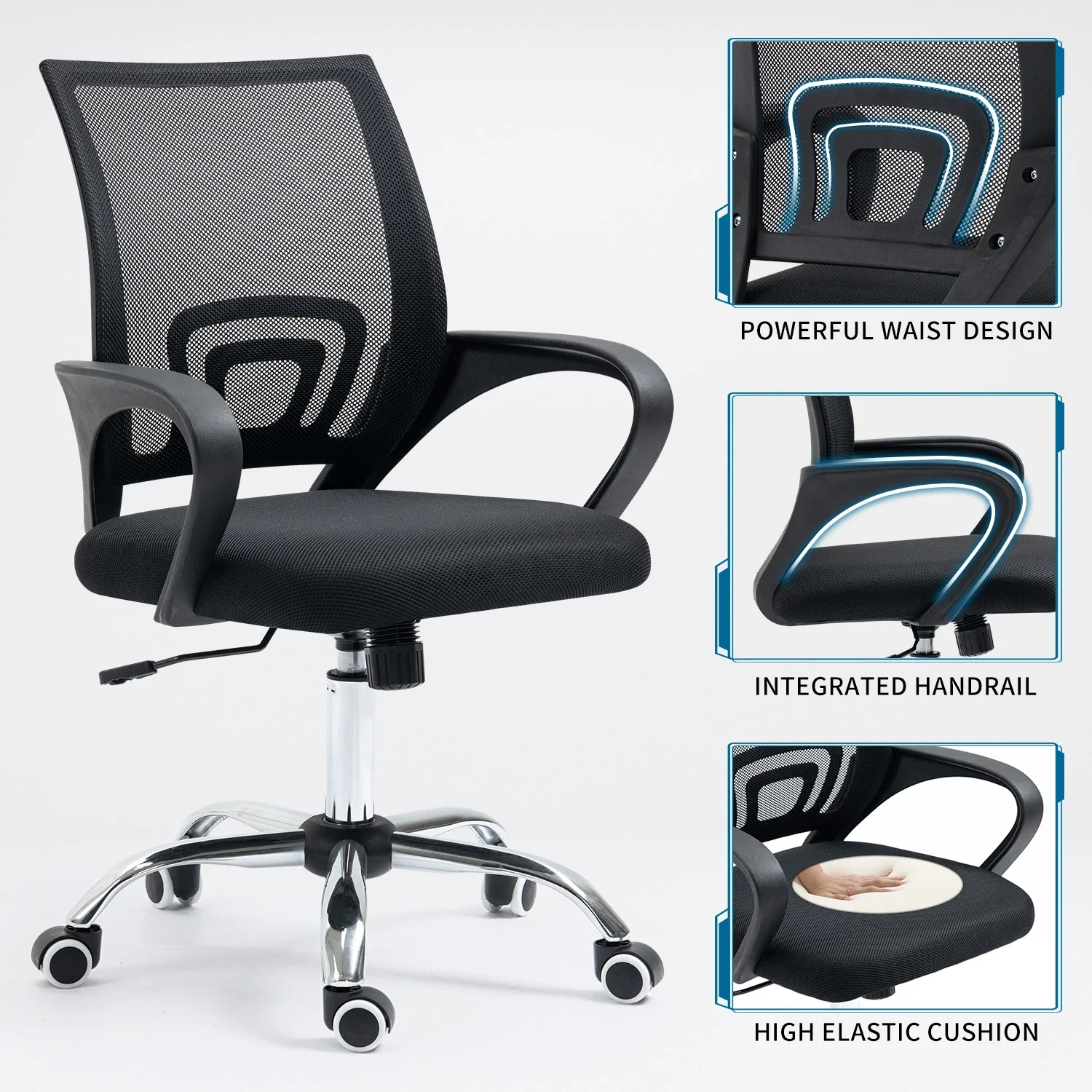 Office Full Mesh Chair Lumbar Support Swivel Desk Chair Adjustable Computer Chair
Office Full Mesh Chair Lumbar Support Swivel Desk Chair Adjustable Computer Chair