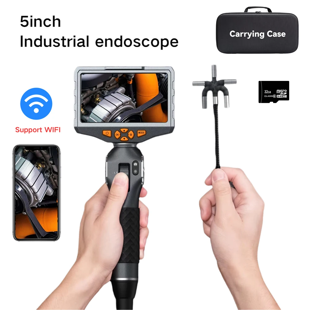 TD500 5 Inch IPS Screen Articulating Borescope Two Way 360° Steering Endoscope Camera 6.5MM Dual Lens 1080P with WIFI Connect
TD500 5 Inch IPS Screen Articulating Borescope Two Way 360° Steering Endoscope Camera 6.5MM Dual Lens 1080P with WIFI Connect