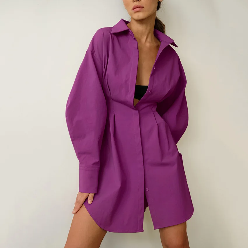 Pleated Shirt Dress Autumn Fashion A-Line Breasted Casual Office Dress Lapel High Waist Blue Purple Mini Party Dress 2024
Pleated Shirt Dress Autumn Fashion A-Line Breasted Casual Office Dress Lapel High Waist Blue Purple Mini Party Dress 2024