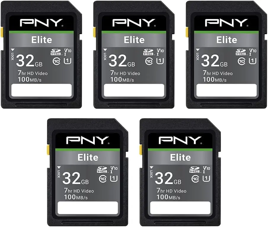 32GB SDHC Memory Card 100MB/s Read, Class 10 U1 V10, UHS-I, Full HD, Pack of 5
32GB SDHC Memory Card 100MB/s Read, Class 10 U1 V10, UHS-I, Full HD, Pack of 5