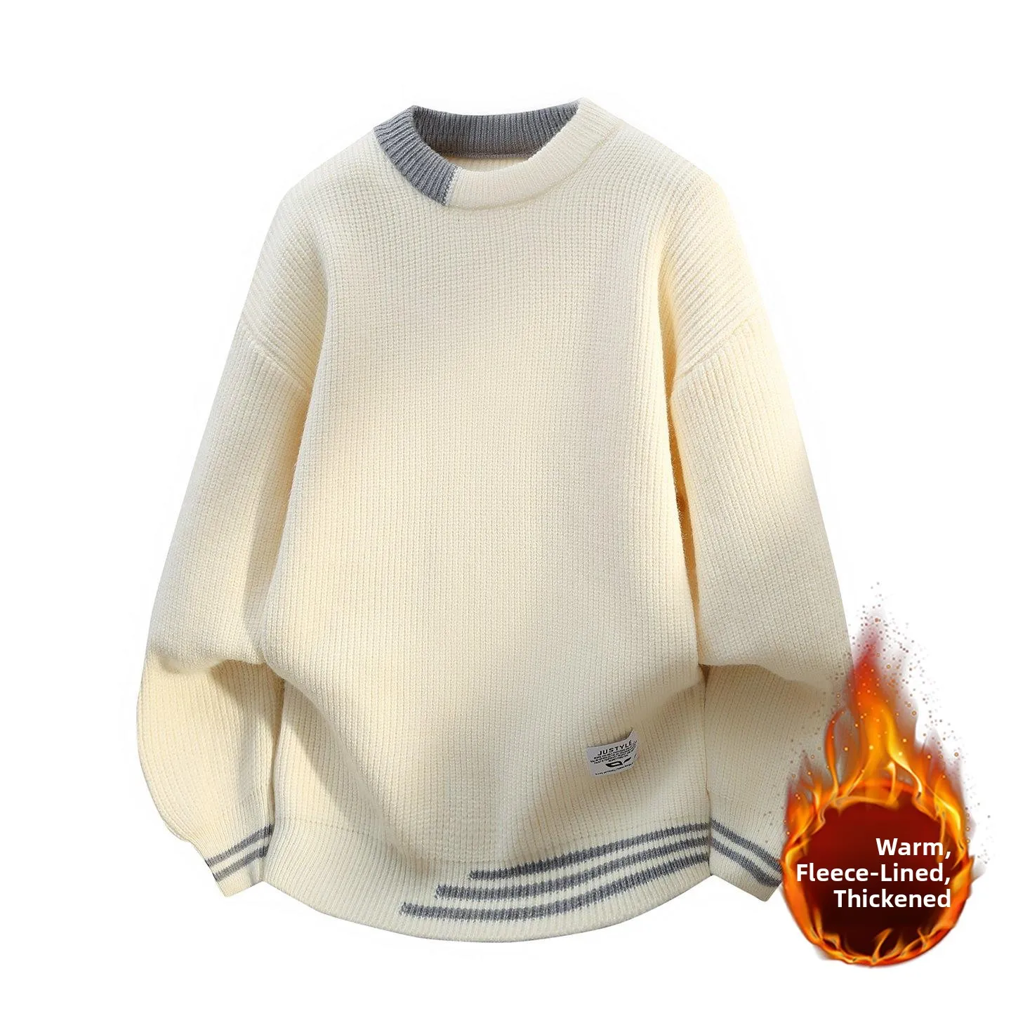 Утепленный круглый вязаный свитер для мужчин, в стиле колледж, с цветными блоками, на флисовой подкладке, теплый зимний трикотаж, осенне-зимняя базовая кофта
Утепленный круглый вязаный свитер для мужчин, в стиле колледж, с цветными блоками, на флисовой подкладке, теплый зимний трикотаж, осенне-зимняя базовая кофта