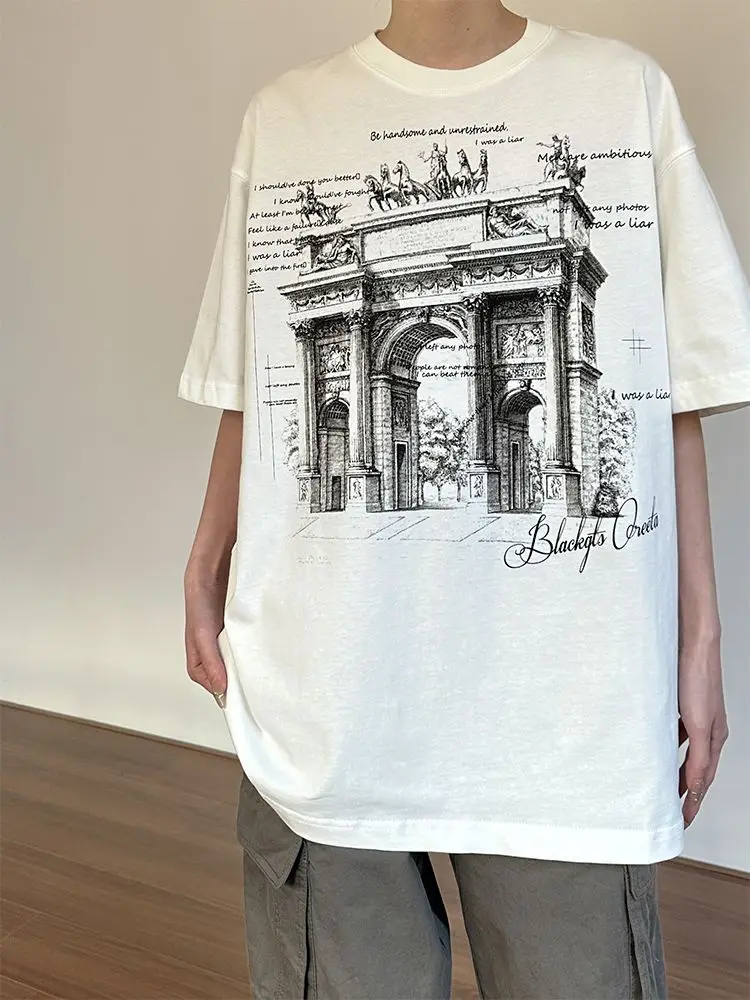 Triumphal Arch Printed T-shirt for Men and Woman Pure Cotton Summer Fashion Trend Casual Comfy Couple Short Sleeve Top Harajuku
Triumphal Arch Printed T-shirt for Men and Woman Pure Cotton Summer Fashion Trend Casual Comfy Couple Short Sleeve Top Harajuku