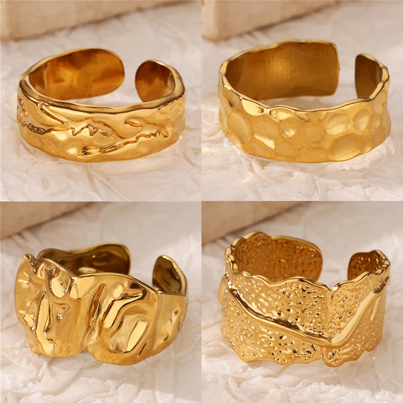 Geometric Irregular Wide Rings for Women Stainless Steel Gold Color Open Adjustable Ring Aesthetic Wedding Waterproof Jewelry
Geometric Irregular Wide Rings for Women Stainless Steel Gold Color Open Adjustable Ring Aesthetic Wedding Waterproof Jewelry