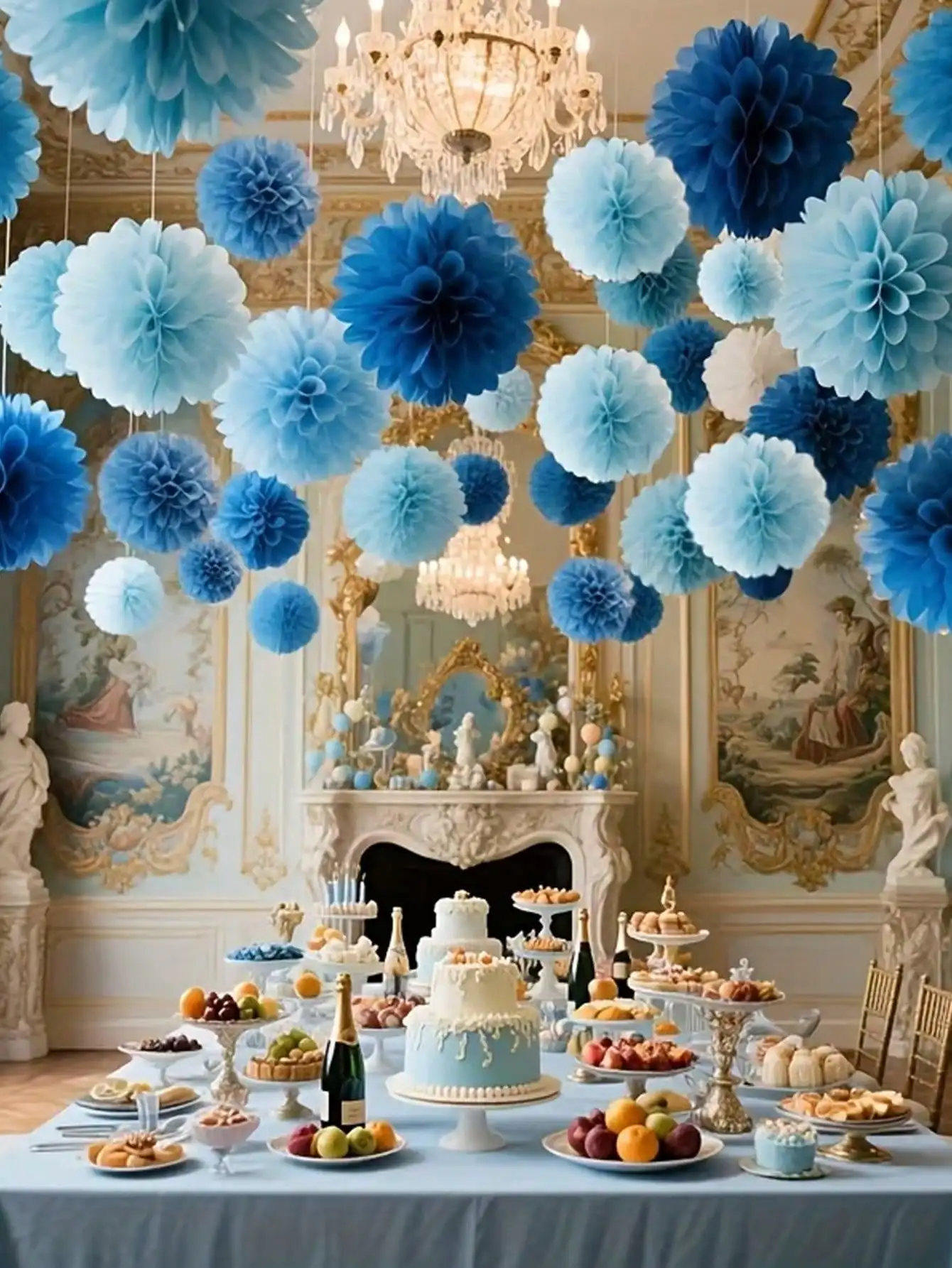 15pcs Blue Paper Flower Wreaths, Paper Flower Balls Decor, Wedding Party Decorations, 6"/8"/10" Paper Flower Ball Hanging Decorations, Ocean Theme Party Birthday Decor, Graduation Ceremony, Party, Wedding Engagement Paper Flower Ball Ceiling Hanging, Home
15pcs Blue Paper Flower Wreaths, Paper Flower Balls Decor, Wedding Party Decorations, 6"/8"/10" Paper Flower Ball Hanging Decorations, Ocean Theme Party Birthday Decor, Graduation Ceremony, Party, Wedding Engagement Paper Flower Ball Ceiling Hanging, Home