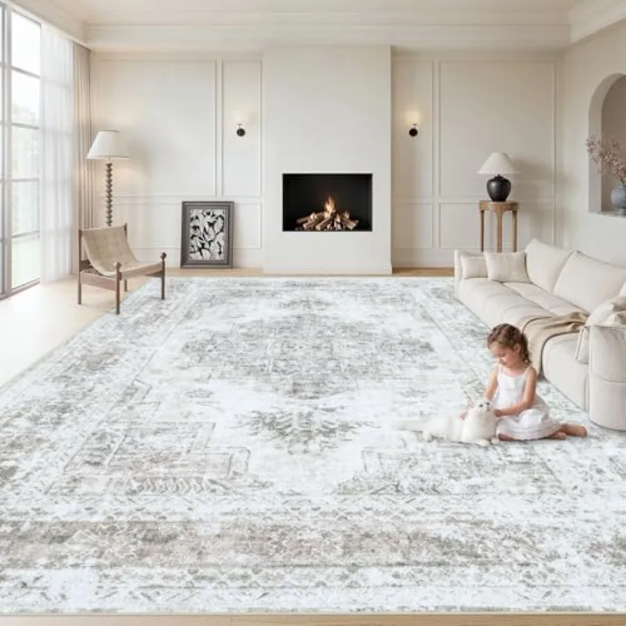 Living Room Area Rug 8x10, Machine Washable Taupe Vintage Distressed Medallion Rug, Non-Slip Soft Low Pile for Bedroom Kitchen
Living Room Area Rug 8x10, Machine Washable Taupe Vintage Distressed Medallion Rug, Non-Slip Soft Low Pile for Bedroom Kitchen