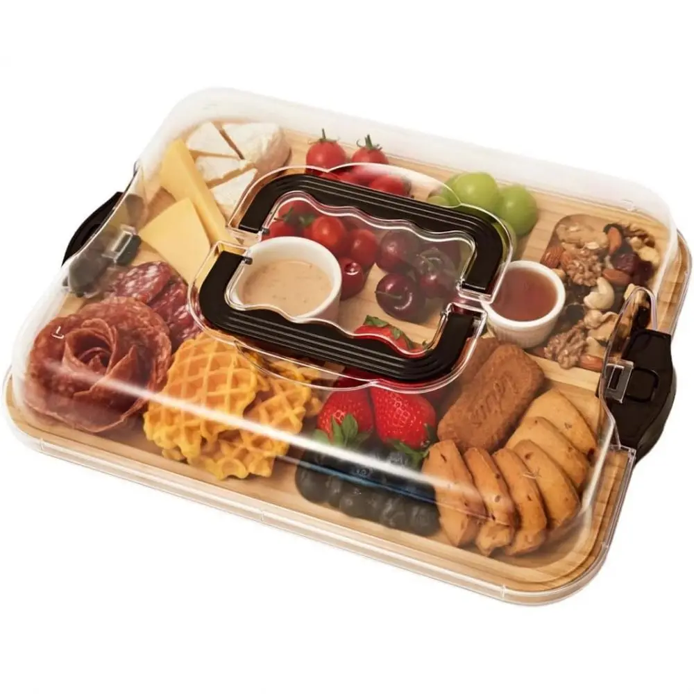 Transparent Bamboo Cheese Board Snap-On Lid Square Shape Wooden Cheese Board Portable with Lid Serving Platter Outdoor Picnic
Transparent Bamboo Cheese Board Snap-On Lid Square Shape Wooden Cheese Board Portable with Lid Serving Platter Outdoor Picnic