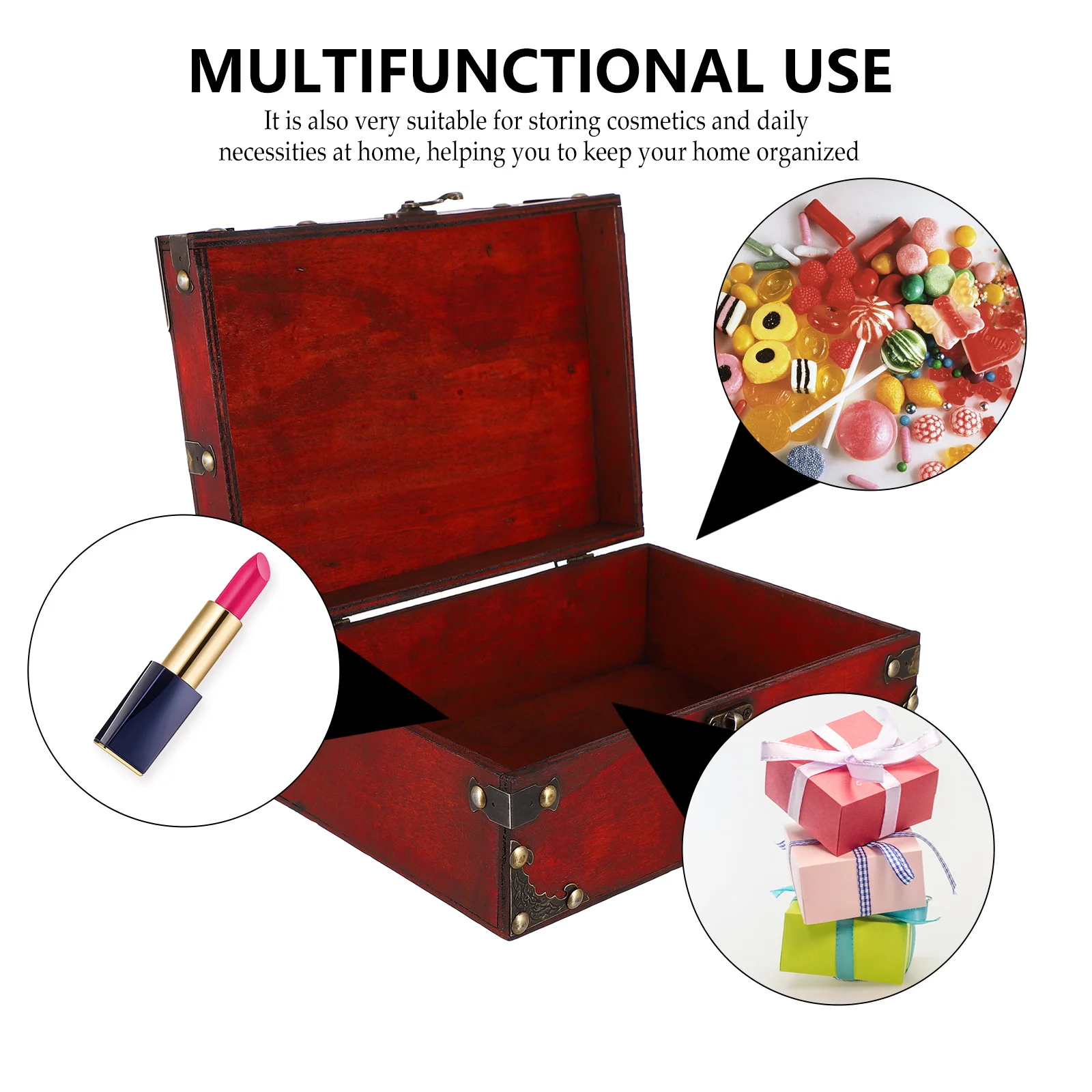 1pc Retro Treasure Jewelry Storage Box Desktop Organizer Wood Style Household Container Sundries Storage Case Desktop Square Box 
1pc Retro Treasure Jewelry Storage Box Desktop Organizer Wood Style Household Container Sundries Storage Case Desktop Square Box