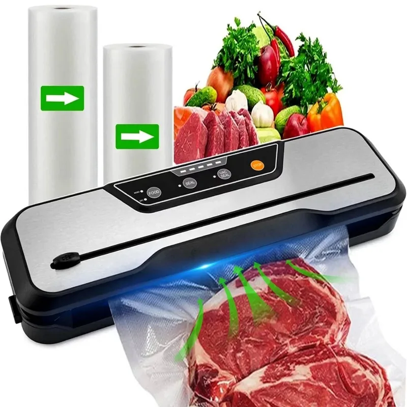 Food Vacuum Sealer Machine with 2 Rolls Food Vacuum Sealer Bags, Food Storage Saver Dry & Moist Modes, Led Indicator Lights
Food Vacuum Sealer Machine with 2 Rolls Food Vacuum Sealer Bags, Food Storage Saver Dry & Moist Modes, Led Indicator Lights
