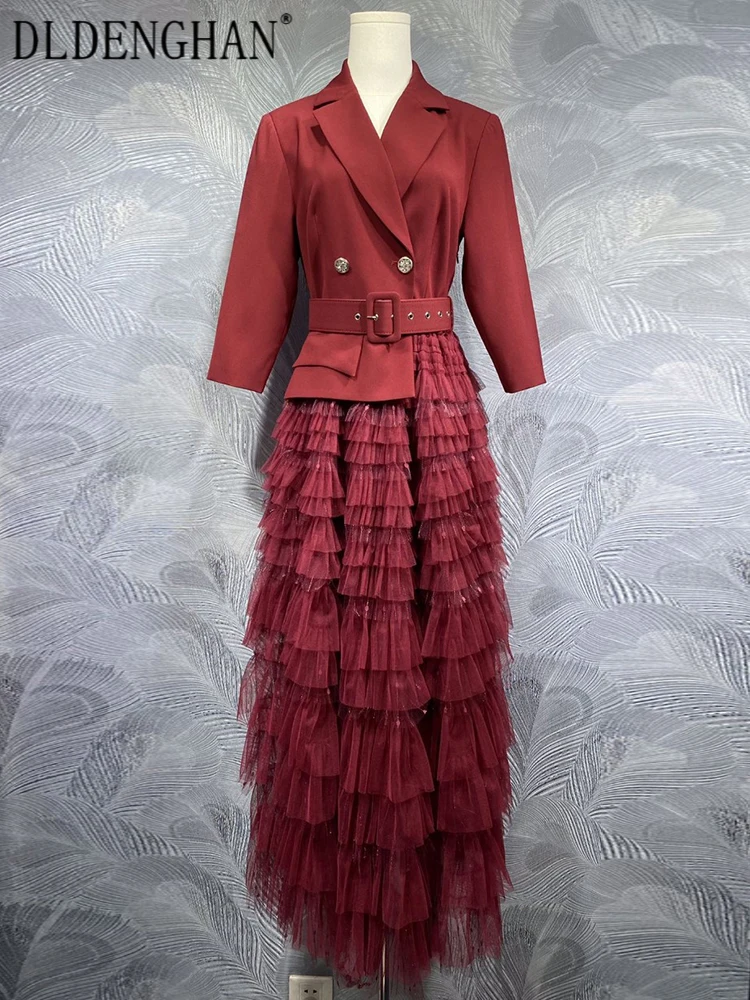 DLDENGHAN Women's Turn-down Collar Half Sleeves Sashes Ruffles Mesh Patchwork Office Lady Dresses Fashion Spring New
DLDENGHAN Women's Turn-down Collar Half Sleeves Sashes Ruffles Mesh Patchwork Office Lady Dresses Fashion Spring New