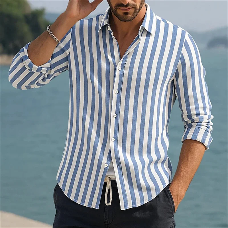 Men's Summer Beach Button Shirt Vertical Stripes Vacation Cruise Black Pink Red Blue Long Sleeve Lapel Shirt
Men's Summer Beach Button Shirt Vertical Stripes Vacation Cruise Black Pink Red Blue Long Sleeve Lapel Shirt