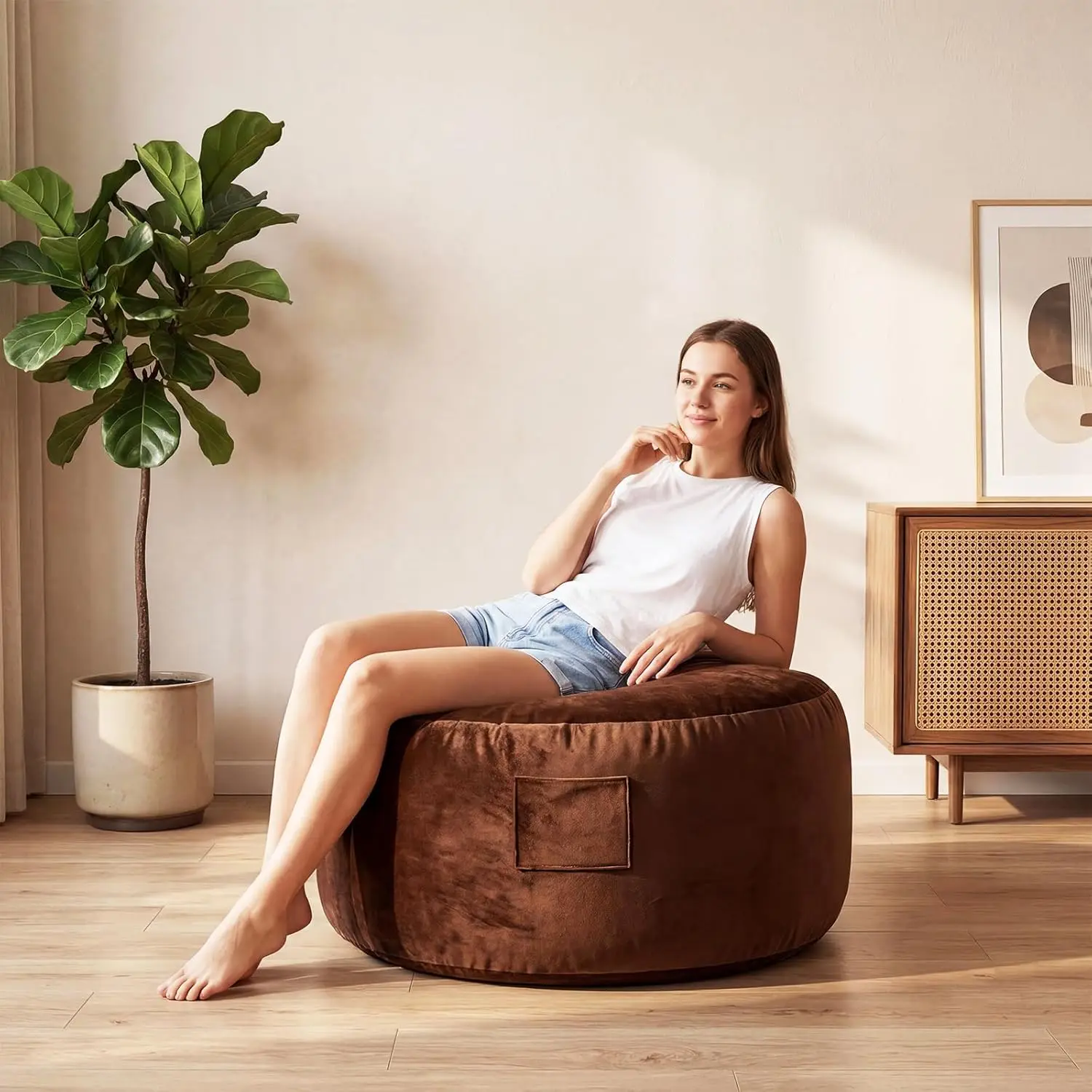 Garvee 4 in 1 Large Adult Bean Bag Chair with High Rebound Memory Foam, Oversized Flannel Beanbag Couch Bed, Removable Cover, Comfortable Lazy Sofa, Living Room, Brown
Garvee 4 in 1 Large Adult Bean Bag Chair with High Rebound Memory Foam, Oversized Flannel Beanbag Couch Bed, Removable Cover, Comfortable Lazy Sofa, Living Room, Brown