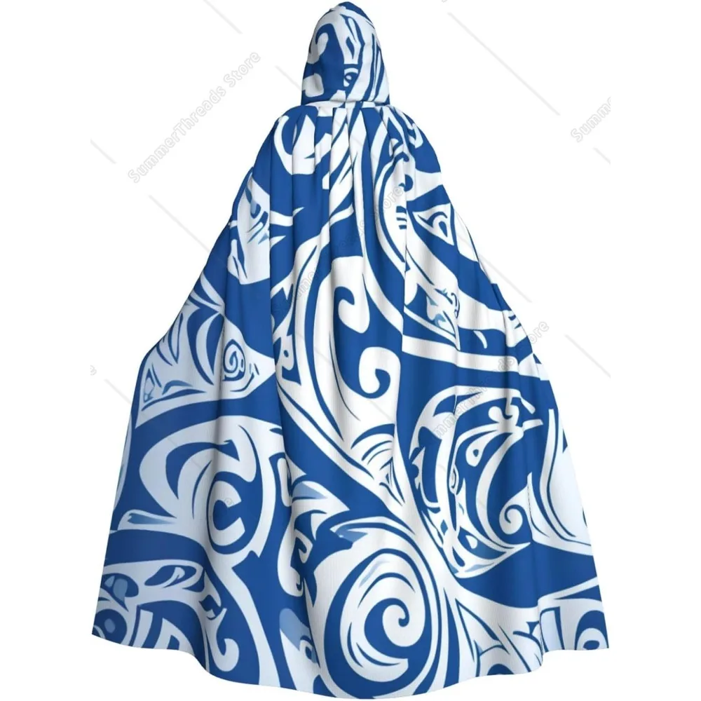 Blue & White Patterned Hooded Cloak, Exotic Cape for Cosplay, Parties and Festivals
Blue & White Patterned Hooded Cloak, Exotic Cape for Cosplay, Parties and Festivals