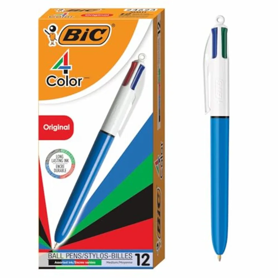 4Color Retractable Ballpoint Pens with 1.0 mm Medium Point and Ink Colors, 2- Pack
4Color Retractable Ballpoint Pens with 1.0 mm Medium Point and Ink Colors, 2- Pack