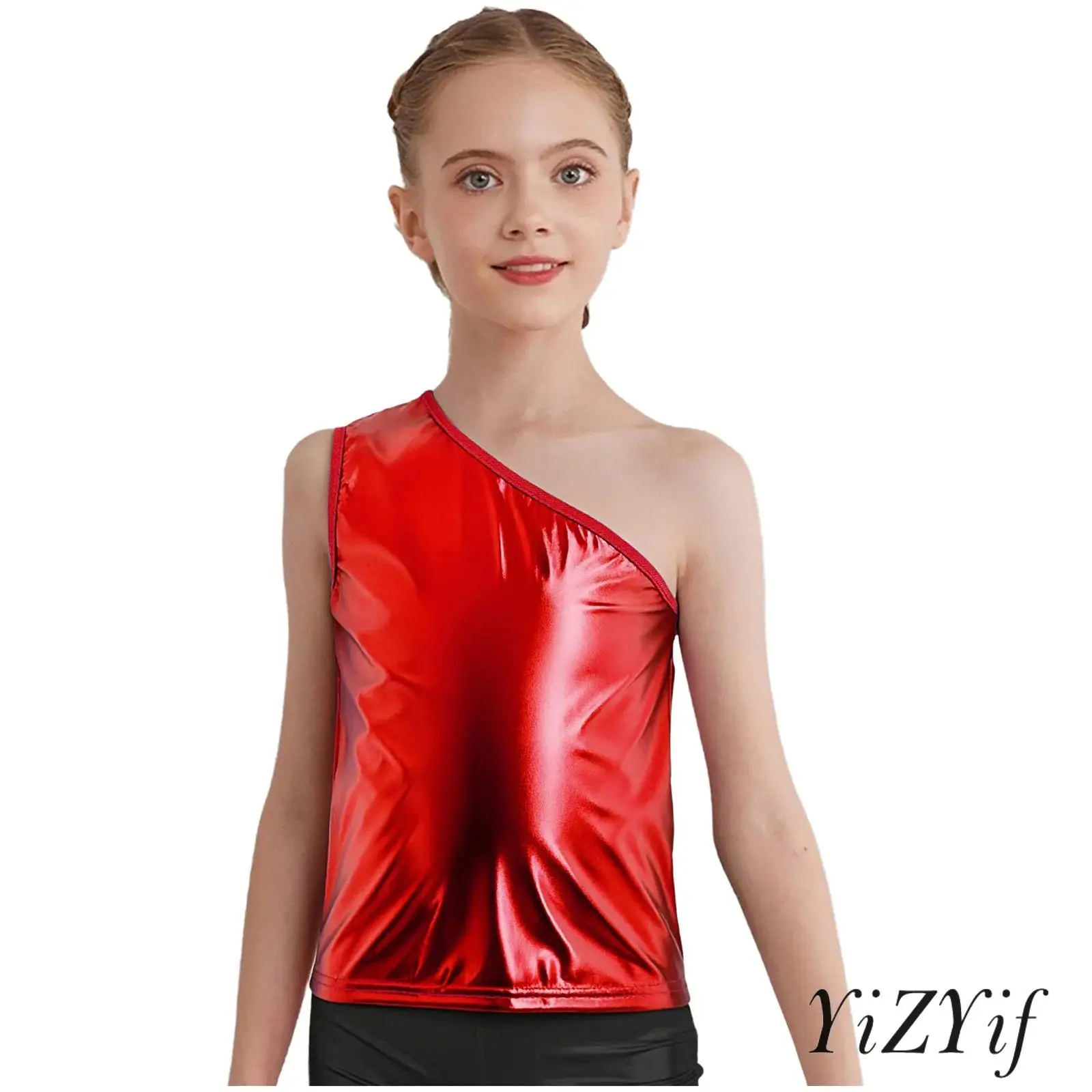 Kids Girls Metallic Cheerleading Vest One Shoulder Sleeveless Tank Top Jazz Dance Stage Performance Costume Gymnastics Dancewear
Kids Girls Metallic Cheerleading Vest One Shoulder Sleeveless Tank Top Jazz Dance Stage Performance Costume Gymnastics Dancewear