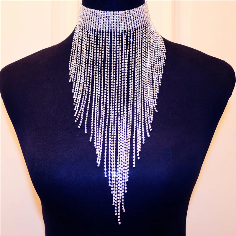 Charm Sexy Bar Nightclub Accessories Choker Luxury Crystal Rhinestone Long Chain Tassel Necklace Women's Indian
Charm Sexy Bar Nightclub Accessories Choker Luxury Crystal Rhinestone Long Chain Tassel Necklace Women's Indian