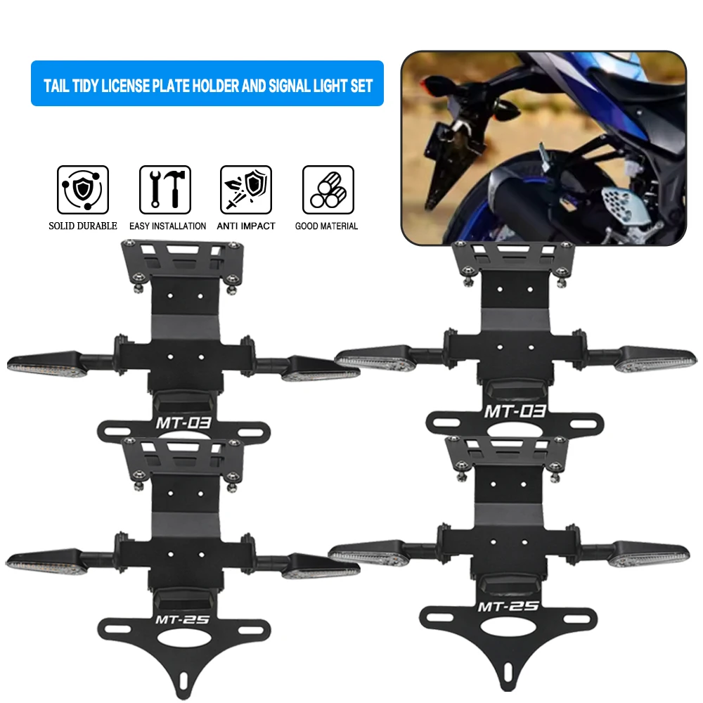 Accessories For Yamaha YZF-R3 R25 MT03 MT25 2015-2024 License Plate Holder Bracket with signal light Set Fender Eliminator Kit
Accessories For Yamaha YZF-R3 R25 MT03 MT25 2015-2024 License Plate Holder Bracket with signal light Set Fender Eliminator Kit