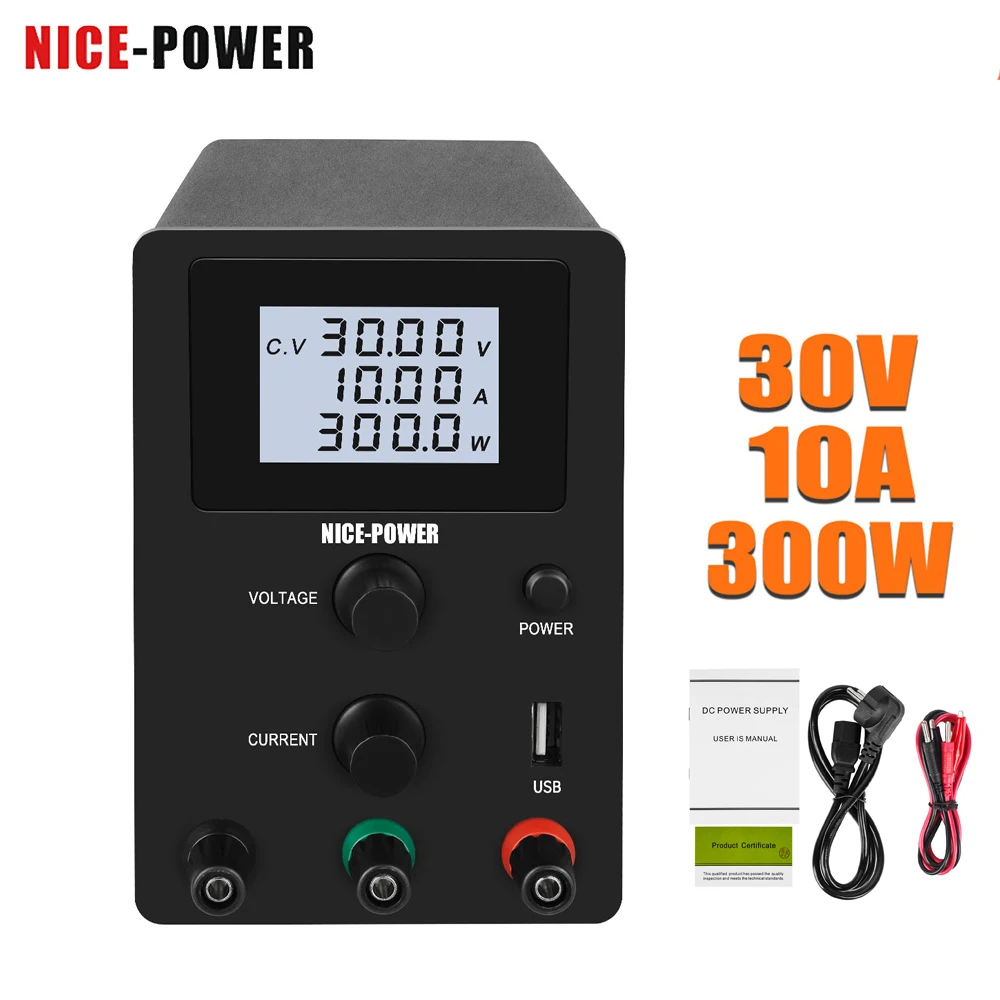 NICE-POWER Lab DC Power Supply Adjustable 30V 10A USB LCD Digital Bench Source Stabilized Current 120V3A Voltage Regulator DIY
NICE-POWER Lab DC Power Supply Adjustable 30V 10A USB LCD Digital Bench Source Stabilized Current 120V3A Voltage Regulator DIY