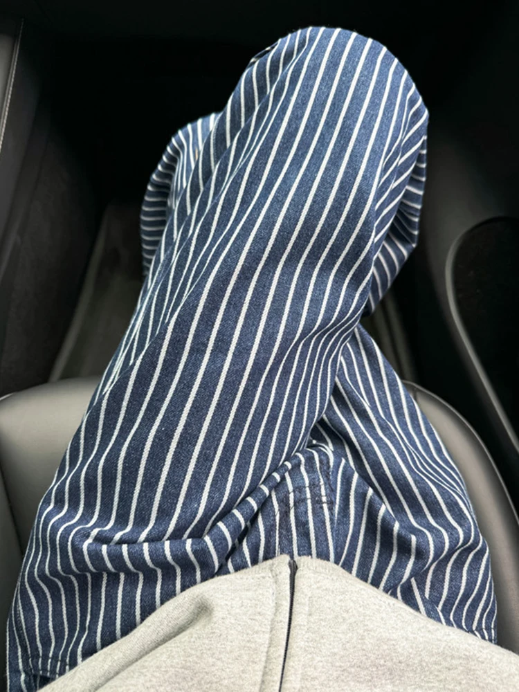 American Retro Cleanfit Blue Vertical Striped Men's Jeans Trendy Brand High Waist Wide Leg Long Pants Casual Loose Fit
American Retro Cleanfit Blue Vertical Striped Men's Jeans Trendy Brand High Waist Wide Leg Long Pants Casual Loose Fit