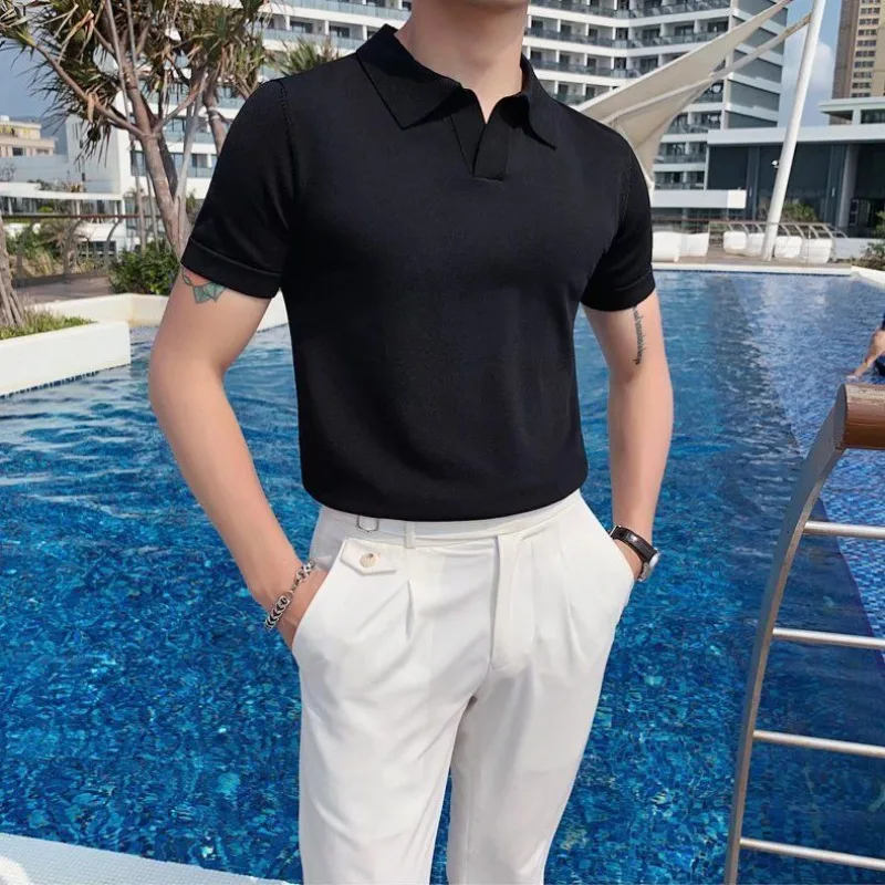 With Collar T Shirt for Men Plain Knitting Skinny Man Polo Shirts Luxury Elegant Casual Polyester Wholesale Men's Clothing 2025
With Collar T Shirt for Men Plain Knitting Skinny Man Polo Shirts Luxury Elegant Casual Polyester Wholesale Men's Clothing 2025