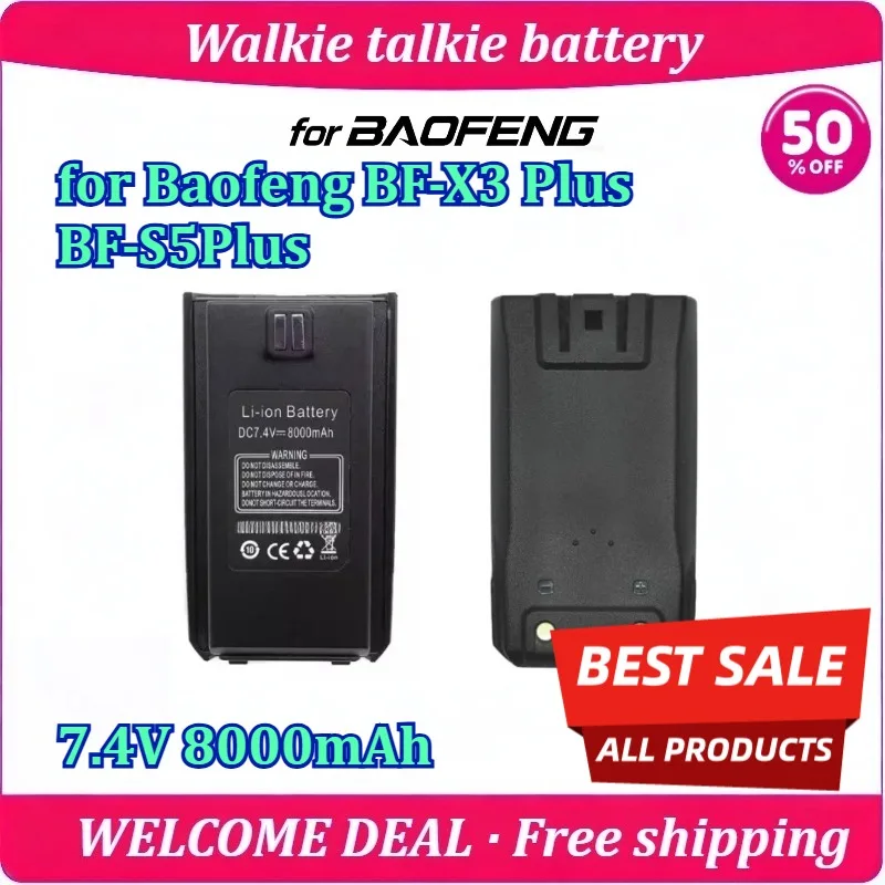 New for Baofeng BF-X3 Plus BF-S5Plus Walkie Talkie Battery 7.4V 8000mAh Replacement High Capacity Long Endurance Lithium Battery
New for Baofeng BF-X3 Plus BF-S5Plus Walkie Talkie Battery 7.4V 8000mAh Replacement High Capacity Long Endurance Lithium Battery