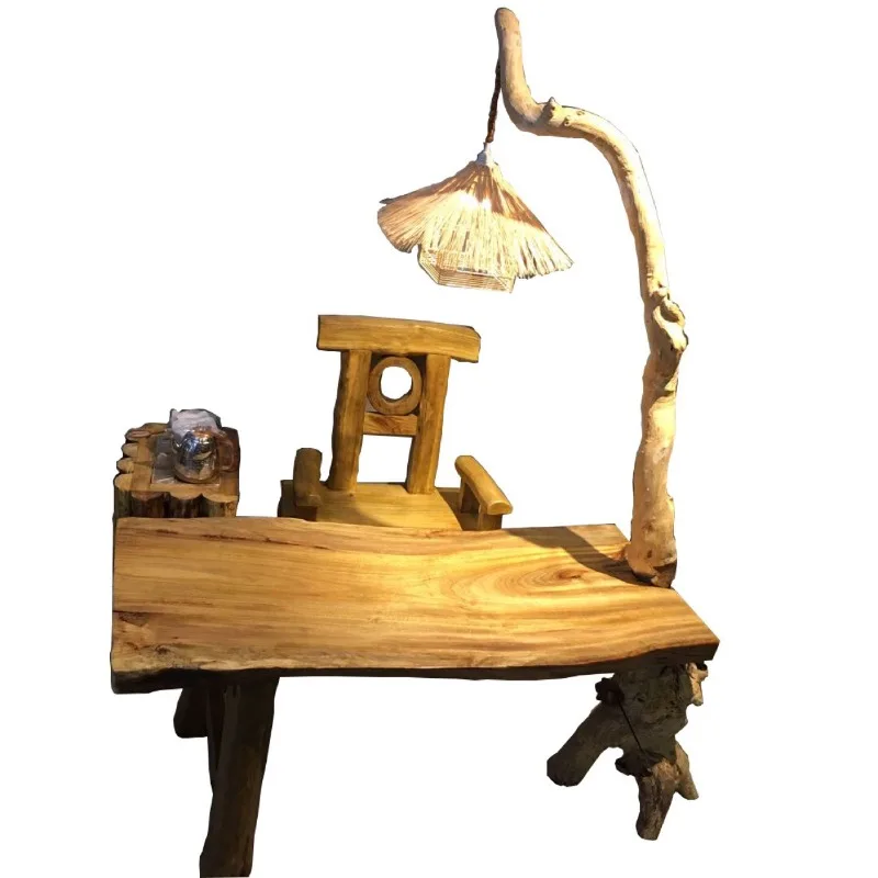 Combination log tree lamp coffee table B & B pastoral dry tea table and chairs
Combination log tree lamp coffee table B & B pastoral dry tea table and chairs