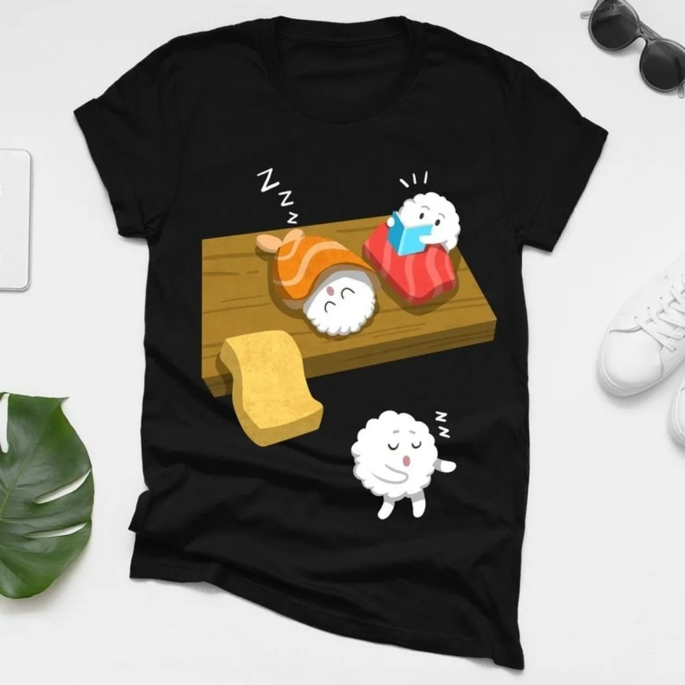 Kawaii рубашка для сна и суши, подарочная футболка для любителей японской еды, креативный узор, принт, дизайн, унисекс, летняя с коротким рукавом
Kawaii рубашка для сна и суши, подарочная футболка для любителей японской еды, креативный узор, принт, дизайн, унисекс, летняя с коротким рукавом