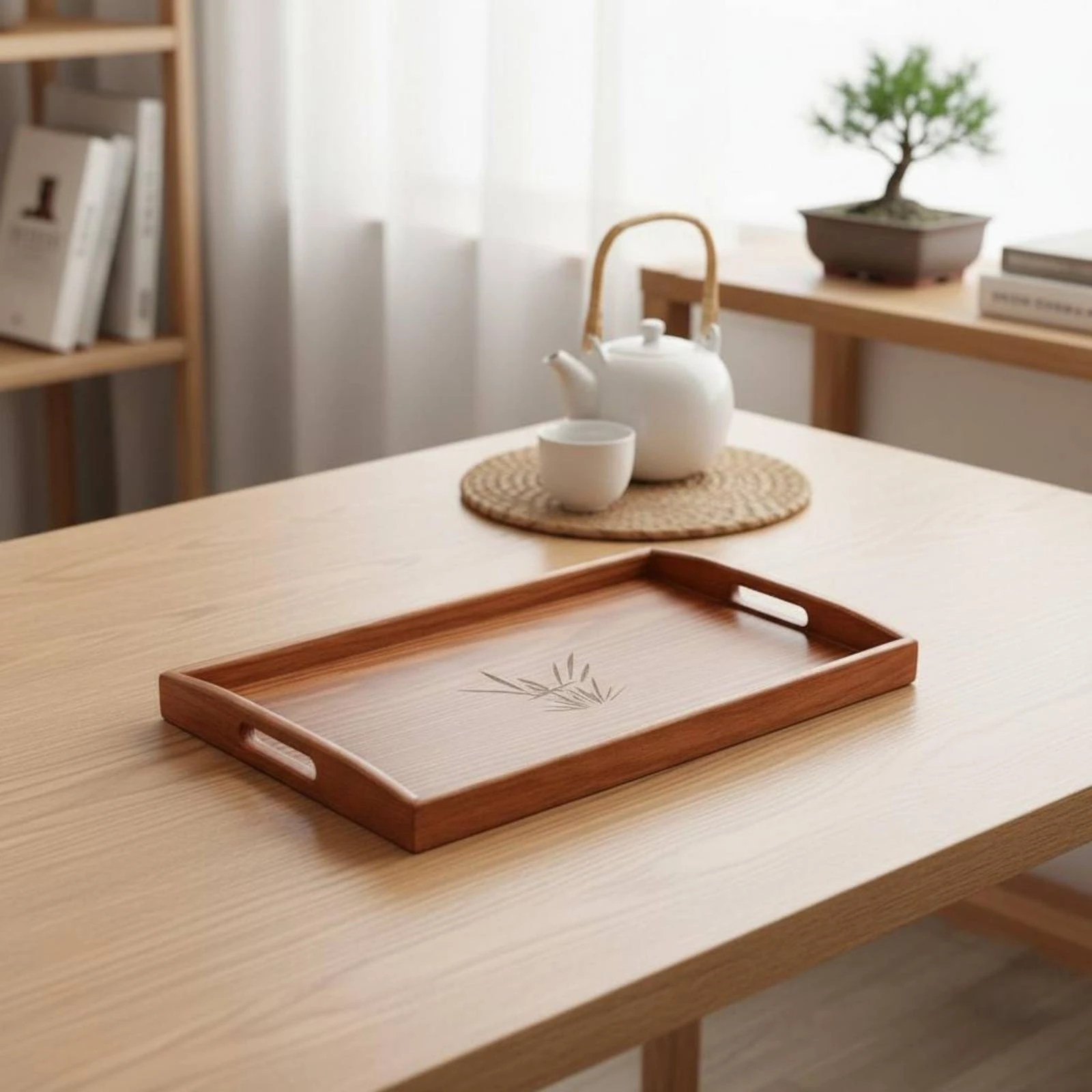 Bamboo Serving Tray Raised Edges Rectangular Serving Tray Household Item Flat Base Simple Design for Tea Service, Restaurant Use
Bamboo Serving Tray Raised Edges Rectangular Serving Tray Household Item Flat Base Simple Design for Tea Service, Restaurant Use