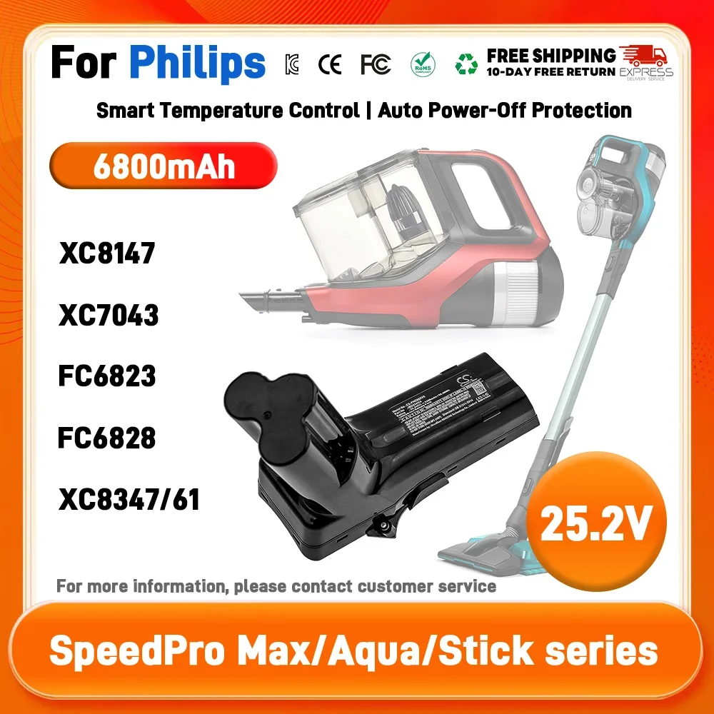 Upgraded 25.2V 3000mAh Battery for Philips XC7057/01 XC8049/01 SpeedPro Max with Intelligent Power Management
Upgraded 25.2V 3000mAh Battery for Philips XC7057/01 XC8049/01 SpeedPro Max with Intelligent Power Management