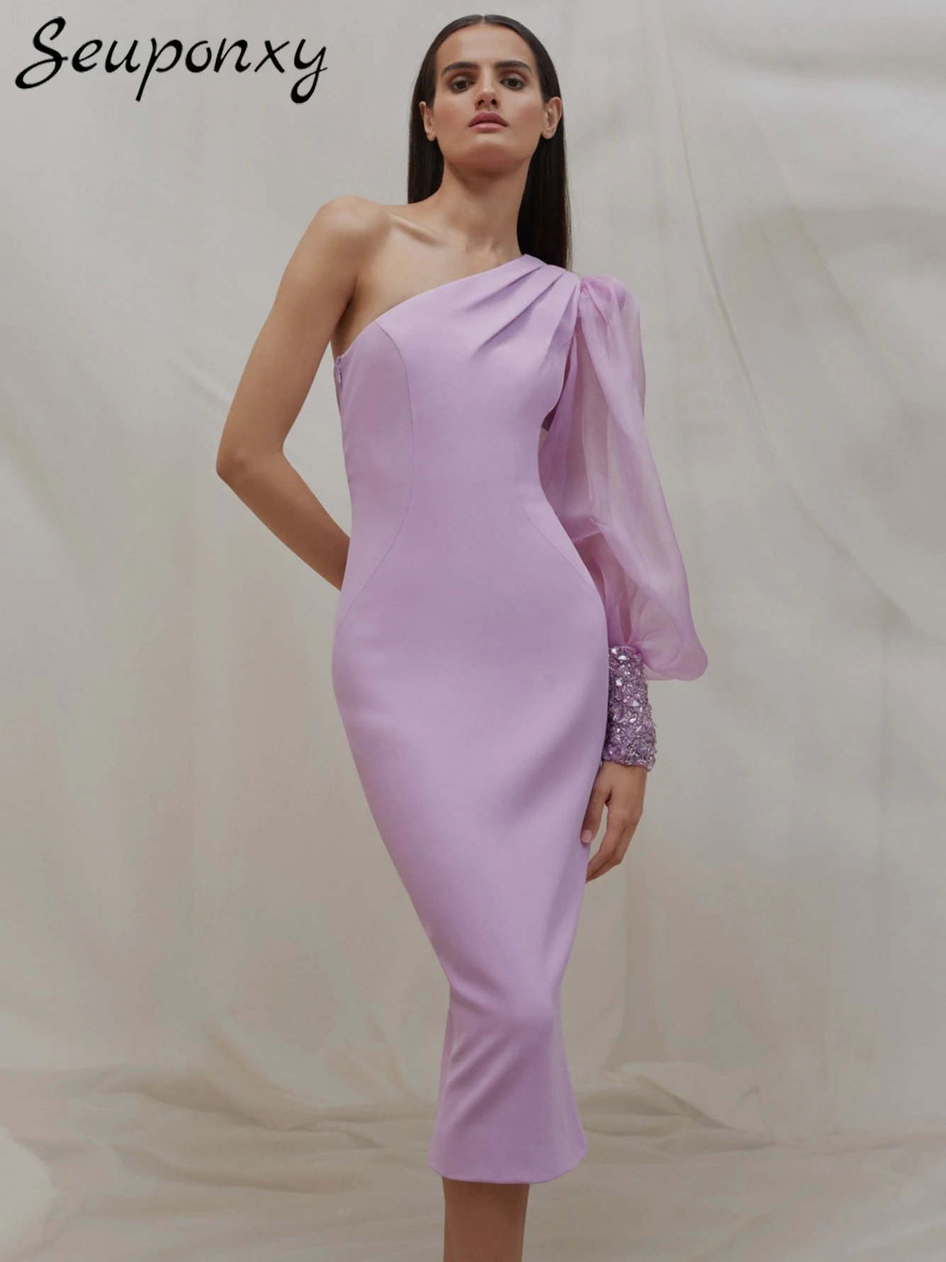 High Quality Women'S Sexy One Shoulder Long Sleeved Luxurious Sequin Crystal Dress 2024 Elegant Celebrity Party Dress Vestidos
High Quality Women'S Sexy One Shoulder Long Sleeved Luxurious Sequin Crystal Dress 2024 Elegant Celebrity Party Dress Vestidos